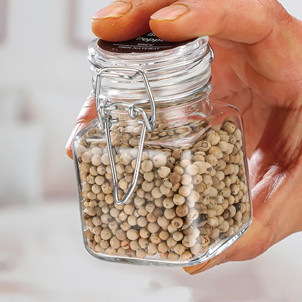 Buckle Glass Jar Transparent Airtight Glass Jar Wide Mouth Container Stylish Sealed Storage Jar For Spice Organization Coffee
