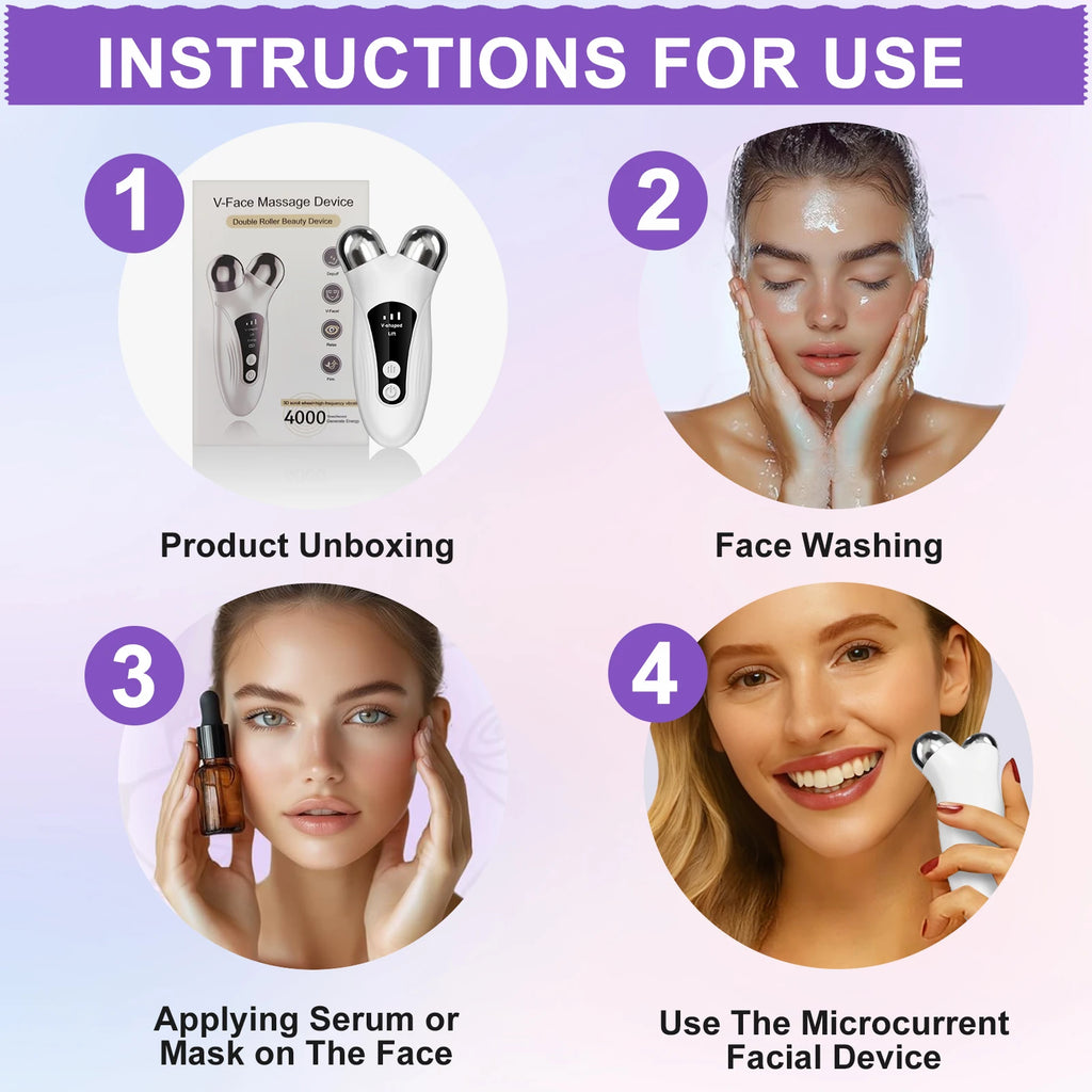 CMH FaceCare Lifting Machine V-Face Roller Skin Rejuvenation Anti-Wrinkle Beauty Device EMS Facial Massager Roller Microcurrent