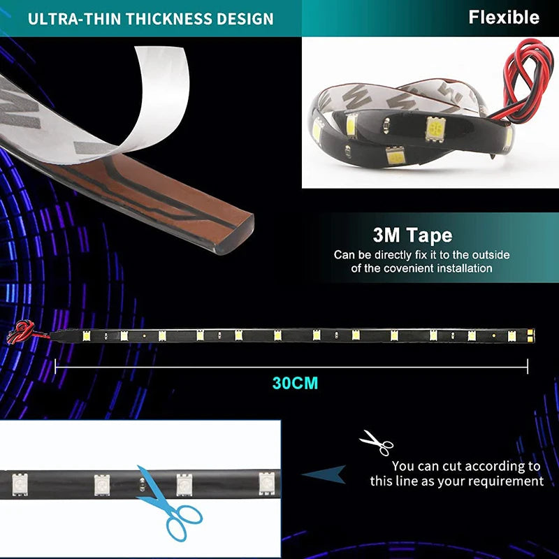 12V 30cm Waterproof Flexible Car LED Strips