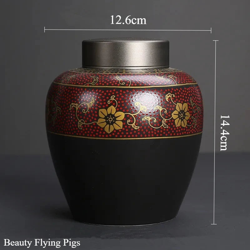 Black Urns for Ceramics Ashes Sealed Cremation Funeral Keepsake Human Pet Memorial Suitable Home Fireplaces Burial Ash Urn