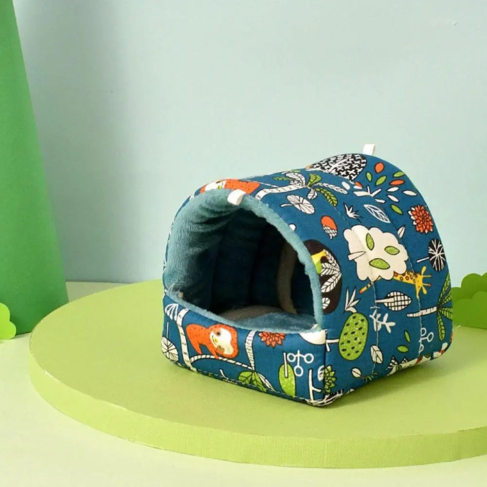Winter Cute Cartoon Rabbit Squirrel Mini Cage Guinea House Pig Pet Soft Animal Bed Mat Small Warm Hamster Nest Sleeping S5W0