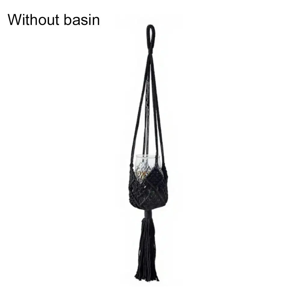 Macrame Plant Hanger Handmade Cotton Rope Hanging Basket Boho Style Planter Holder for Indoor & Outdoor Home Decor