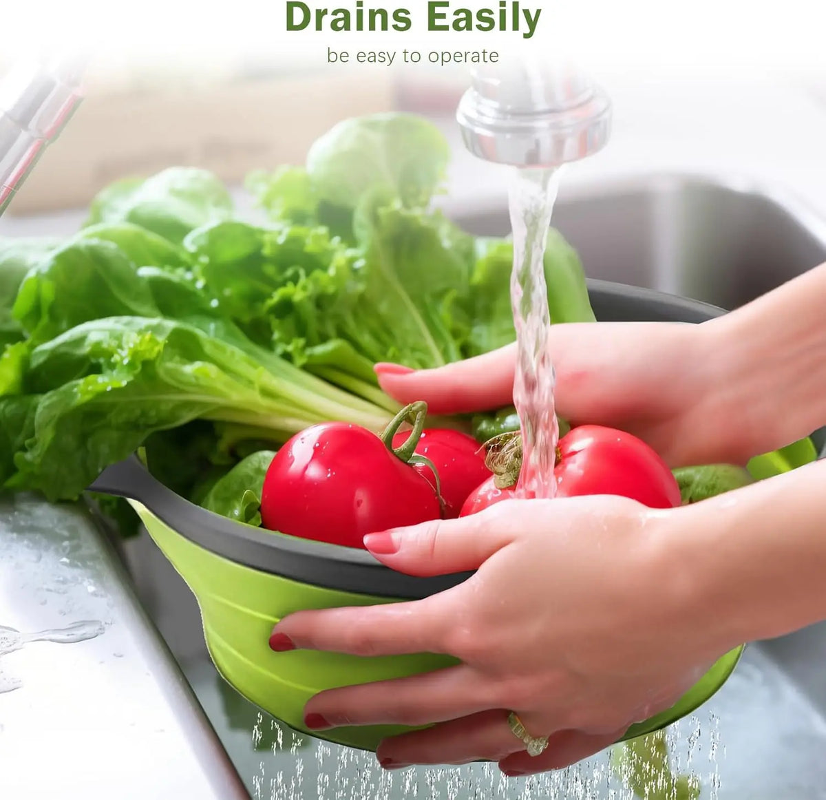 Green Silicone Collapsible Strainer