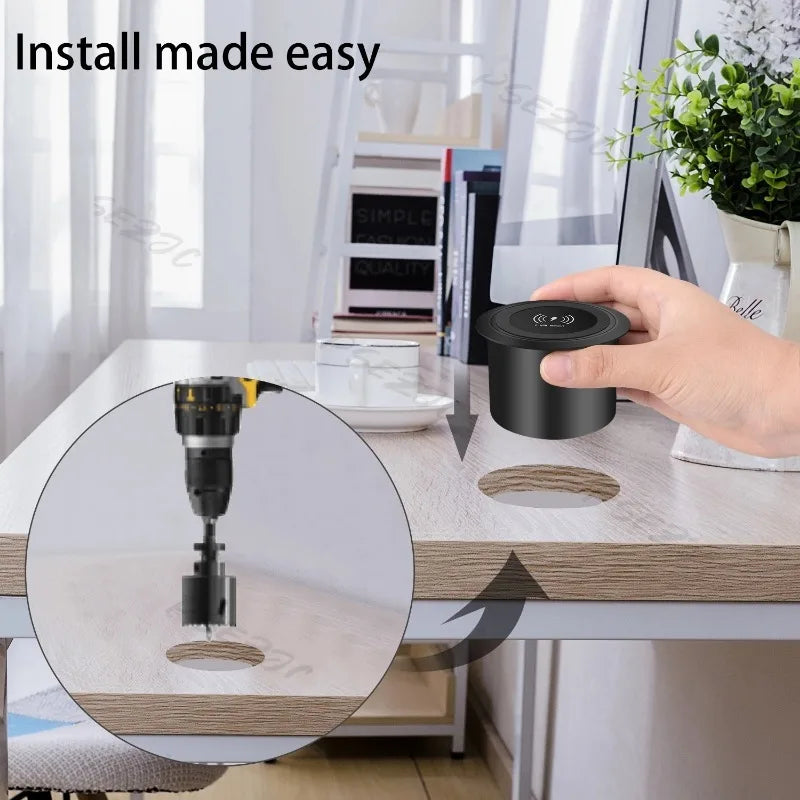 Three in One Multifunctional Hidden USB Bedside Table Sofa Armrest Desktop Office Furniture Embedded Wireless Charger