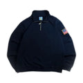 Quarter Zip Sweatshirt Y2K Navy Blue USA Embroidered American Flag Patchwork Jacket Men Women Retro Street Fashion Trend Top