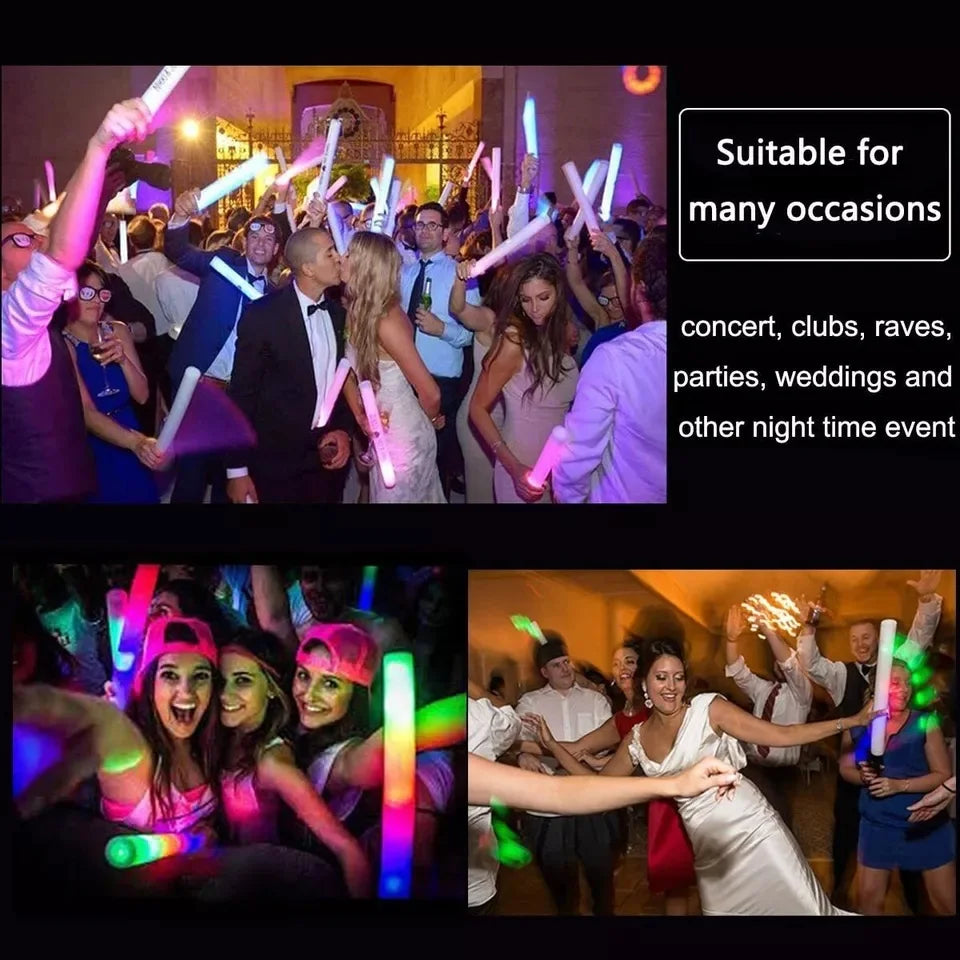 LED Foam Glow Sticks, 100 Pack