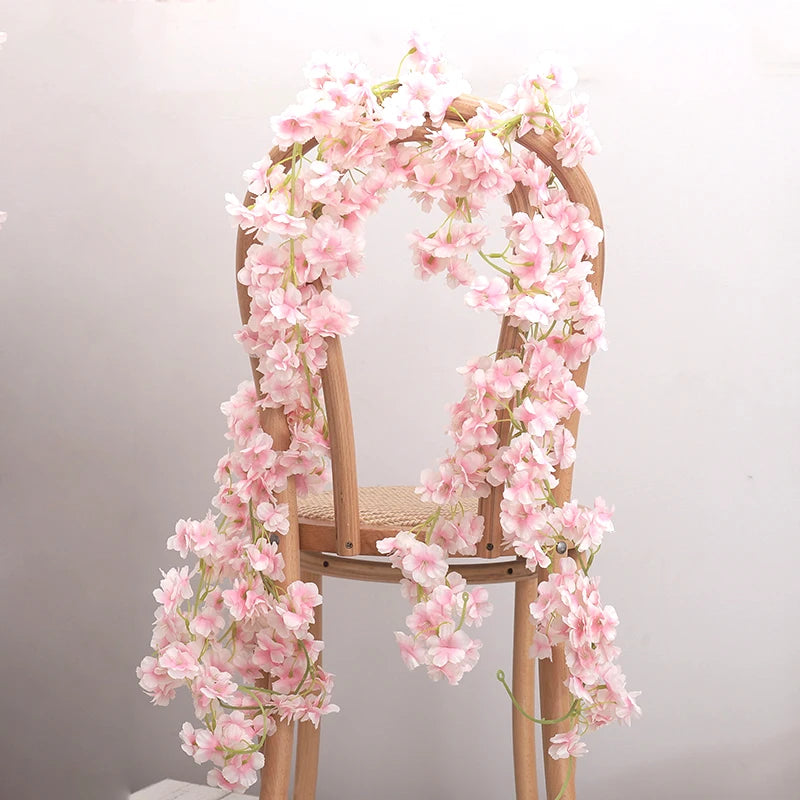 Artificial Sakura Flowers Vine Hanging Fake Floral Garland Home