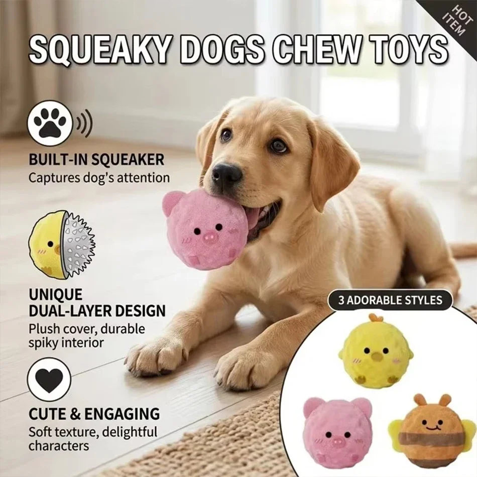 5.5CM Plush Bounce Ball Dog Squeaky Toy Plush TPR