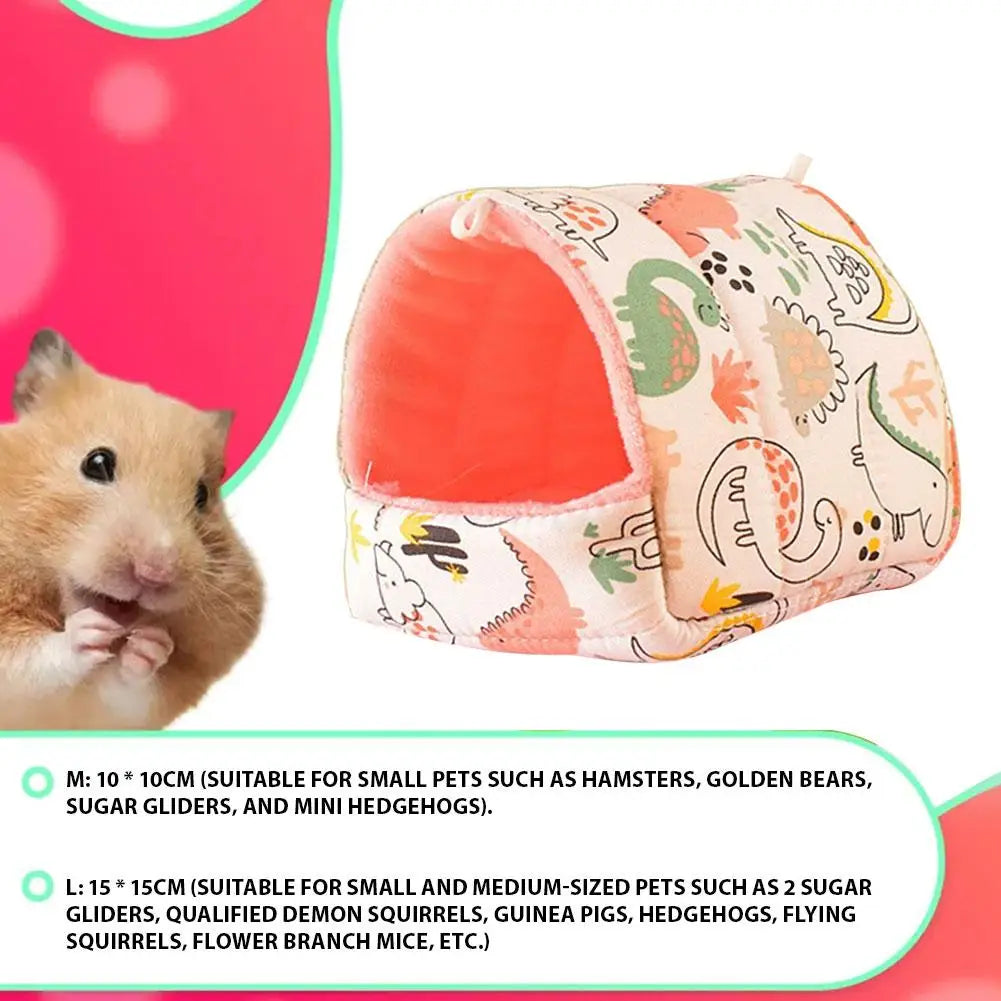 Winter Cute Cartoon Rabbit Squirrel Mini Cage Guinea House Pig Pet Soft Animal Bed Mat Small Warm Hamster Nest Sleeping S5W0
