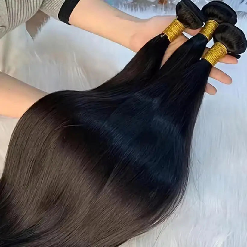 40 42 Inch Long Straight Human Hair Bundles Natural Brazilian