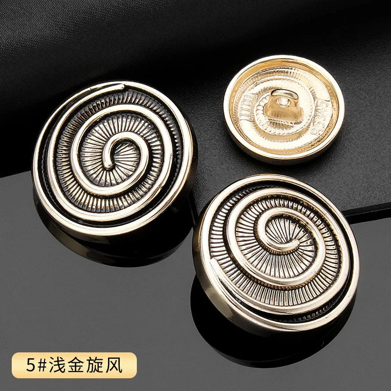 Vintage Gold Black Round Metal Shank Buttons for Diy Craft Handmade Clothing Coat Suit Sweater Scrapbooking Sewing Supplies