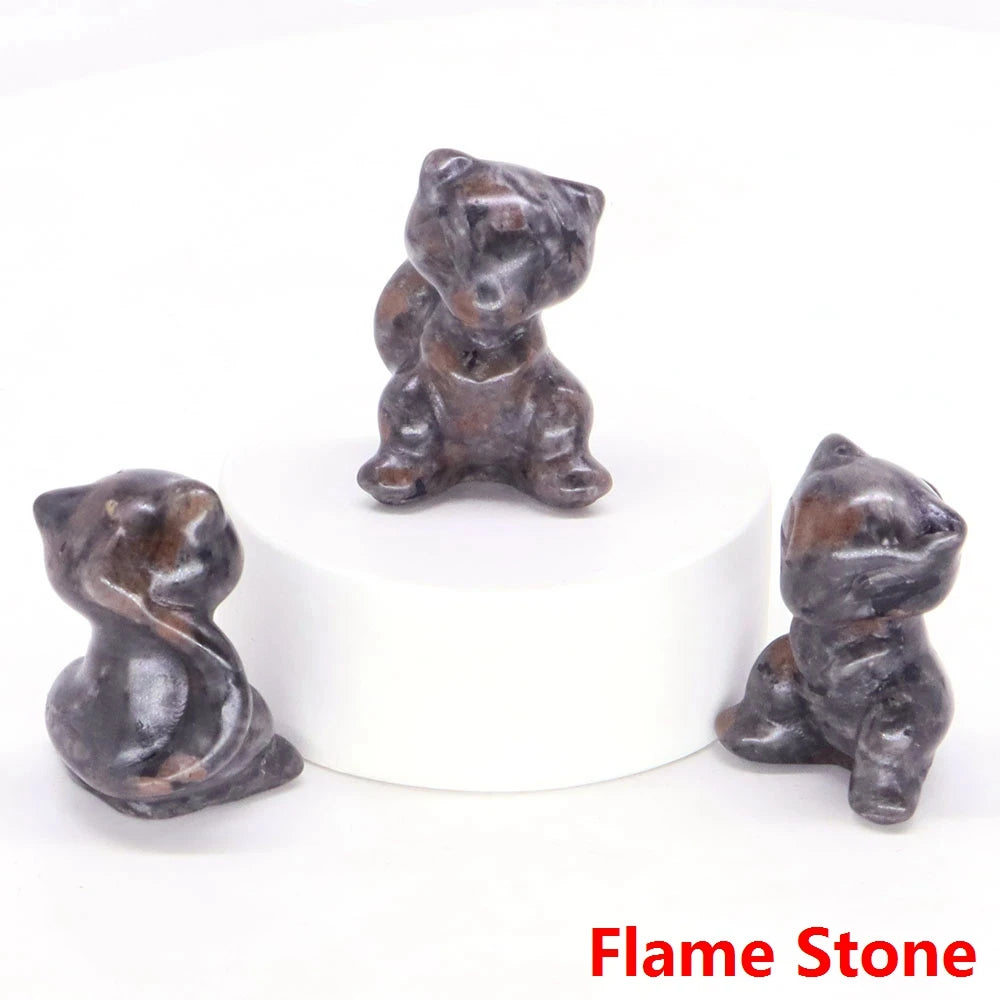 30mm Cartoon Alien Cat Statue Natural Healing Crystals Stone Carving Cute Animal Figurine Crafts Home Decor Ornament Kids Gifts