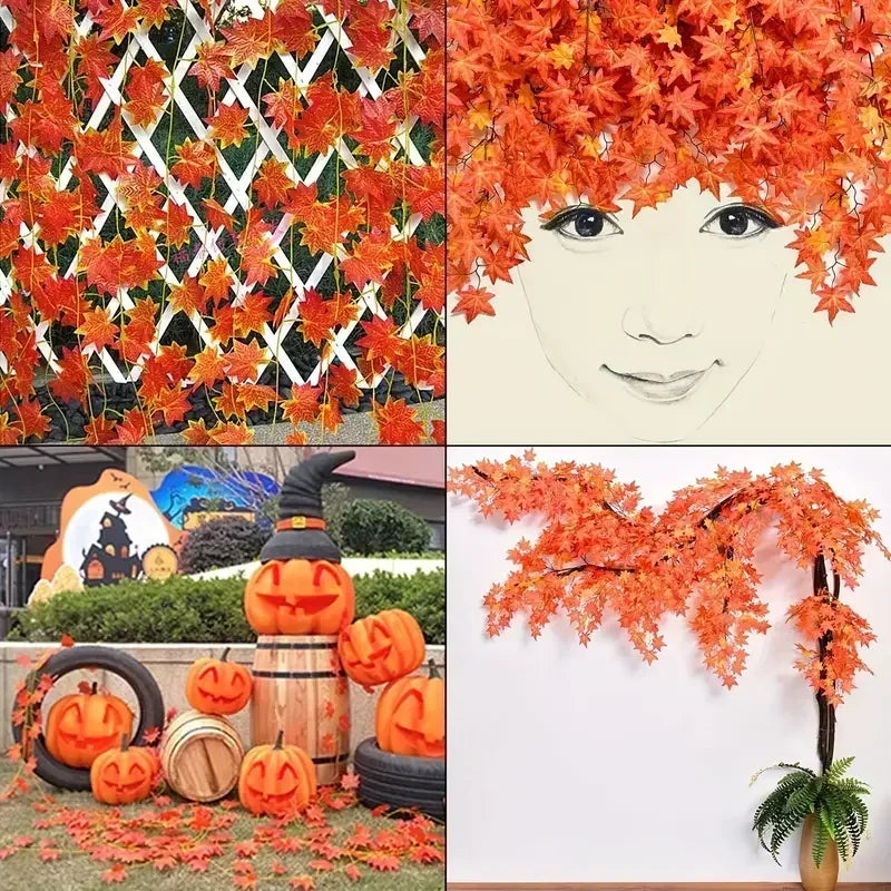 Fake Maple Leaf Garland Artificial Autumn Fall Hanging Vine