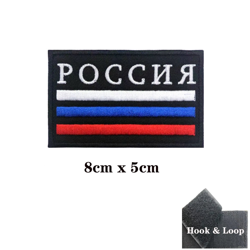 1PC Russian Flag Russia Armband Embroidered Patch Hook Loop Or Iron On Embroidery  Badge Cloth Military Moral Stripe