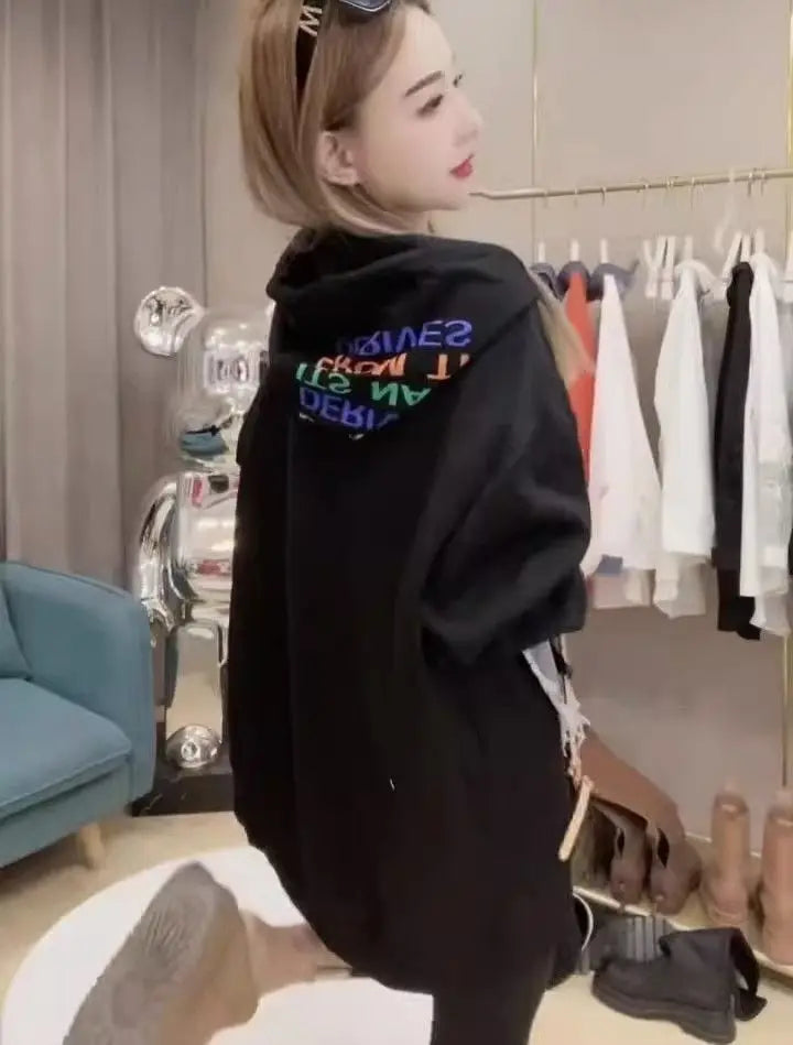 Graphic Hoodies Female Streetwear Sweatshirt Hoodie Pullover Korean Fashion Hooded Autumn Winter Tops Denim Jackets for Women