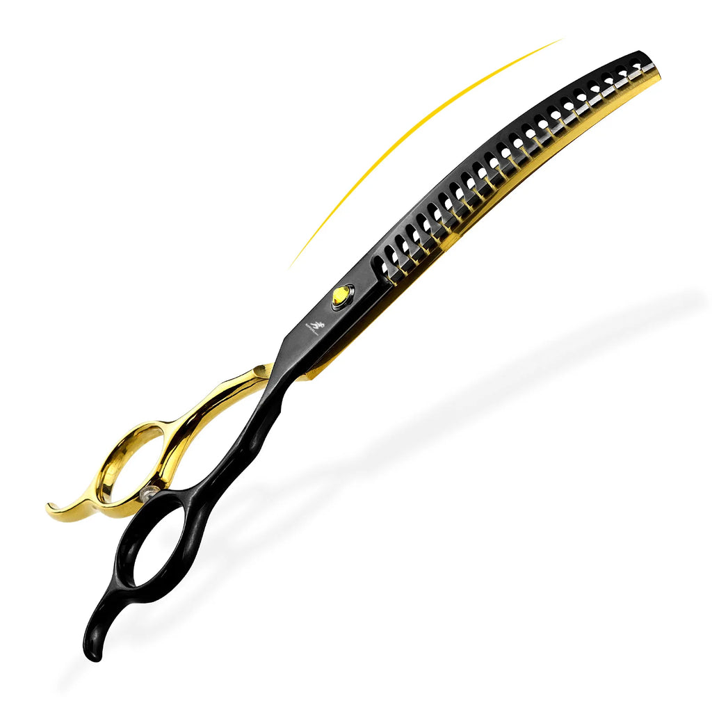 Grooming Scissors Japan Stainless 6.5" Professional Pet Scissors Curved Chunker Scissors for Groomer Bend Down Thinning Shears