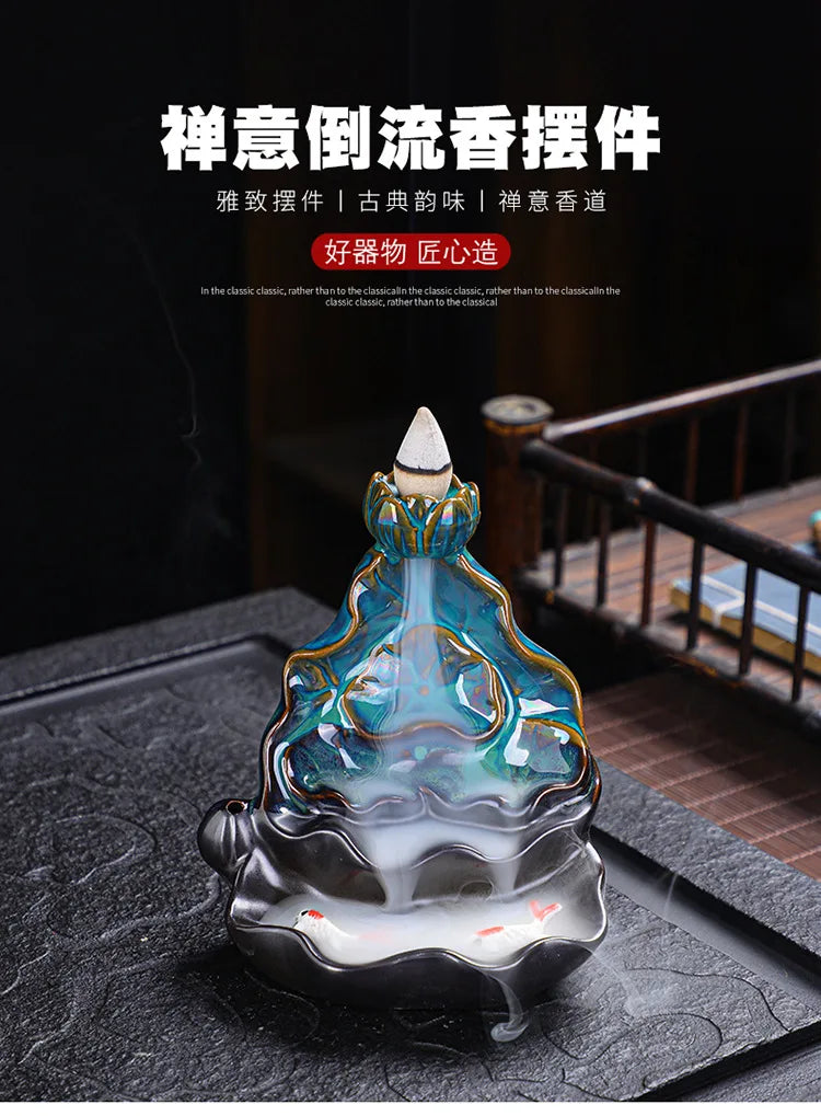 Creative Home Decor Backflow Stick Incense Burner Ceramic Censer Home Decoration Use In Home Teahouse Zen Yoga Decor Ornament