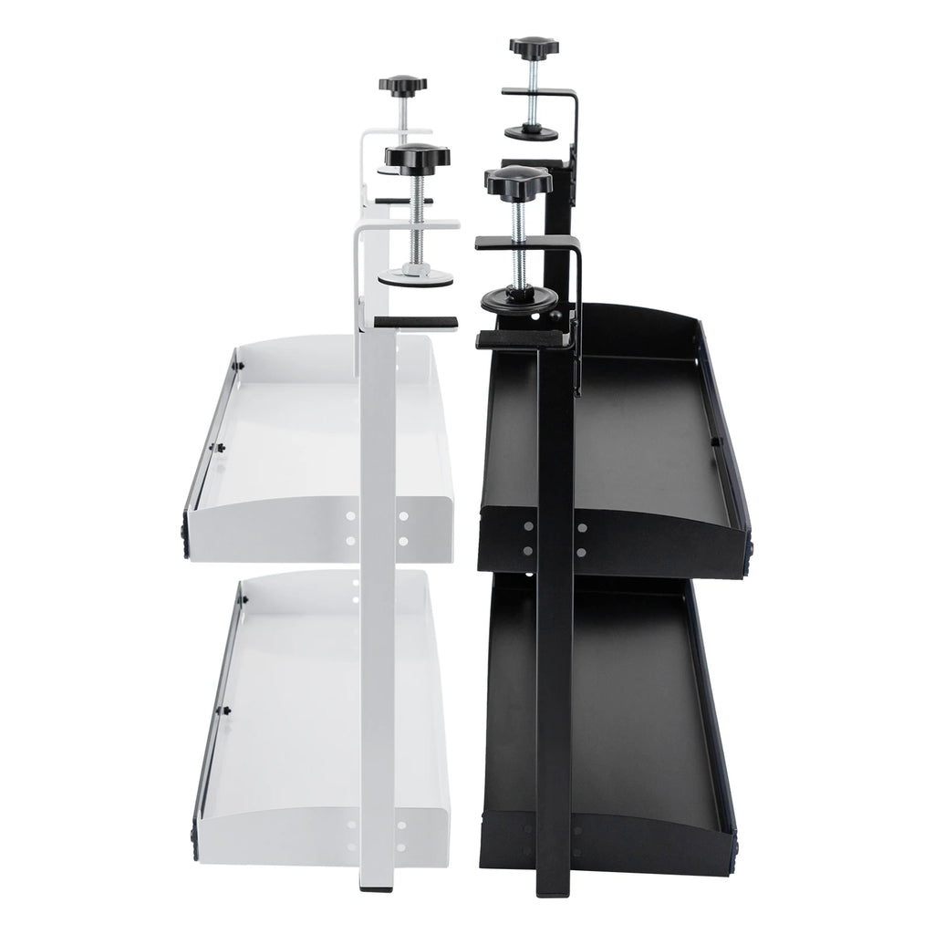 Adjustable 2-Tier Desk Shelf Clamp-On Storage Tray for Displaying Photos Decorations Clip-On Desk Organizer Shelf