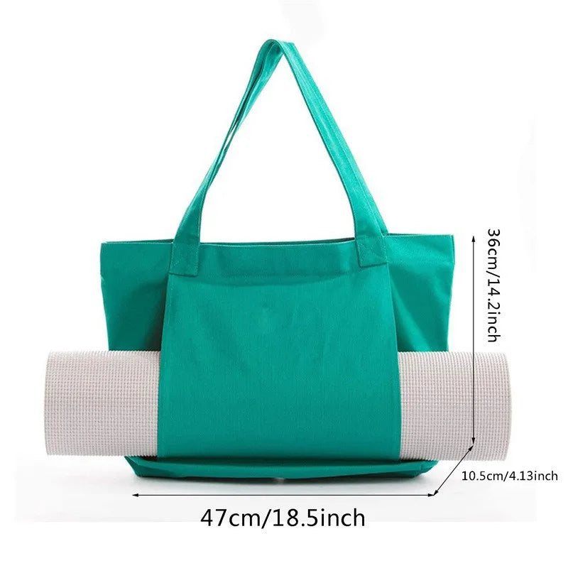 1pc Yoga Bag Yoga Mat Storage Tote Large Capacity Portable Canvas Storage Bag for Fitness Pilates Outdoor Exercise