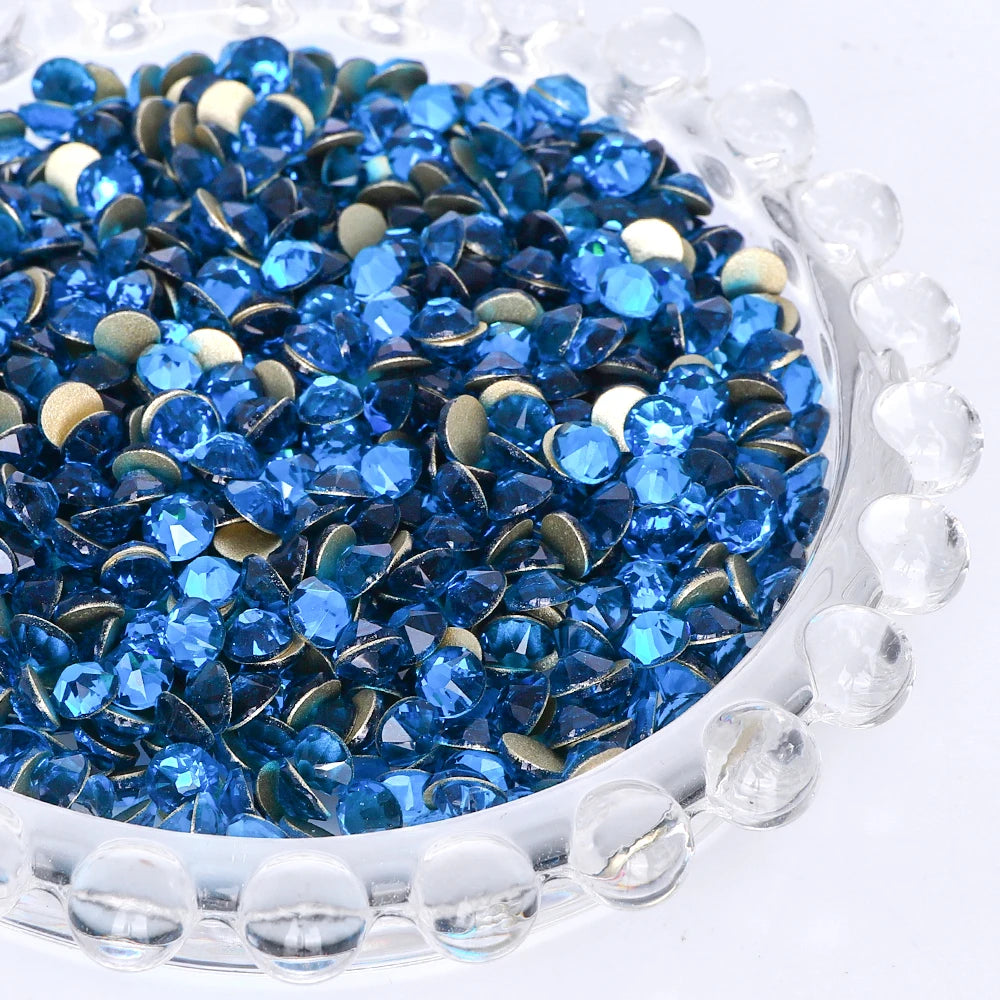 SS10-SS30 2088 Blue 8 Big 8 Small Non Hotfix Diy Strass Crystal Rhinestones Stick On Nail Art Decorations DIY Needlework Clothes