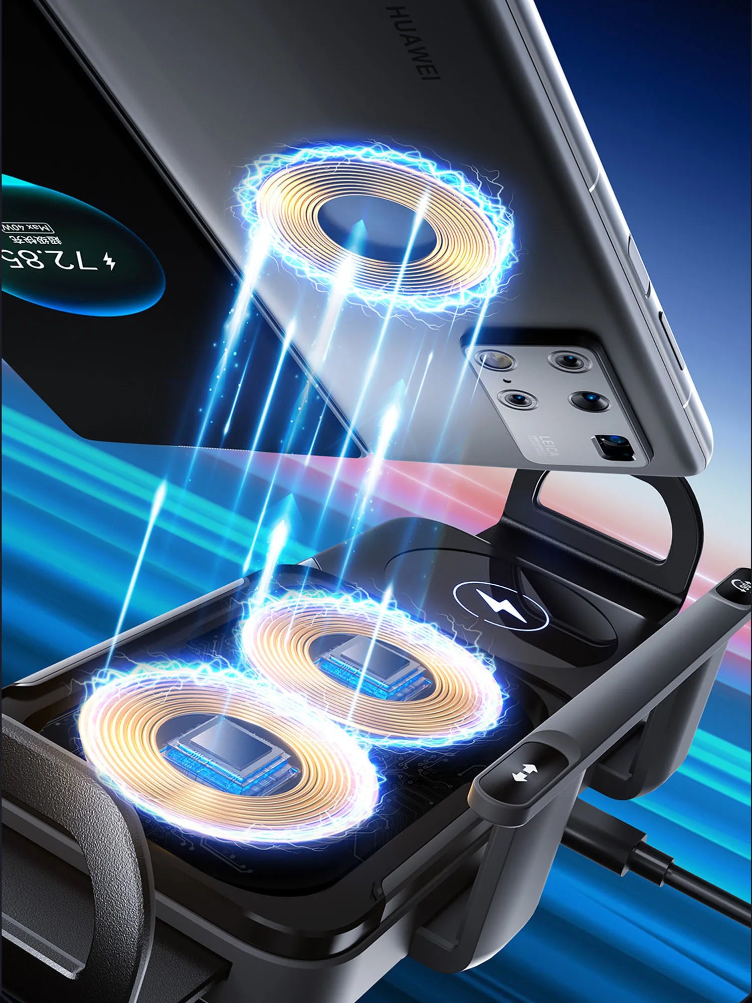 Foldable Phone Car Wireless Charger Mount Electric Clamping Rotation Universal Phone Holder For Galaxy Z Fold iPhone Xiaomi Pad