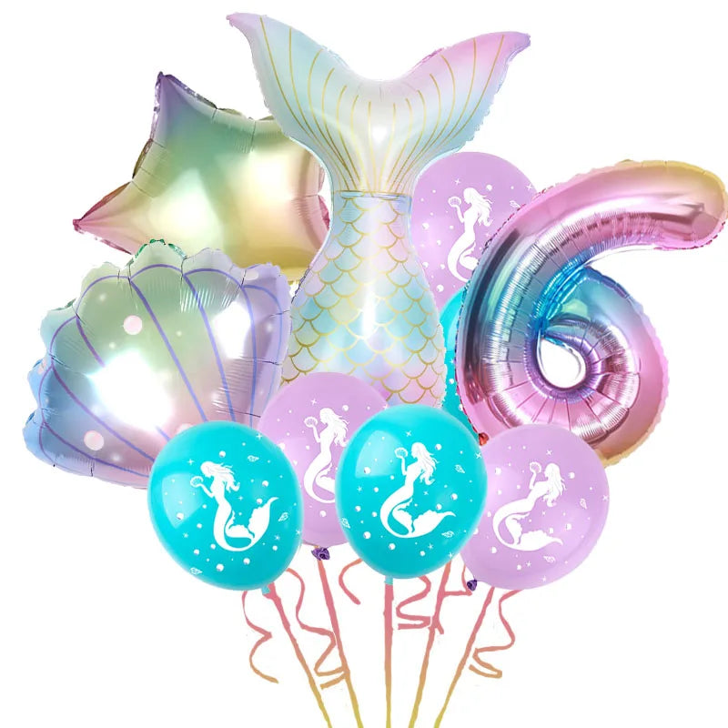 Mermaid Birthday Party Decoration Disposable Tableware Set Little Mermaid Tail Plates Girl Mermaid Party Supplies Wedding Decor