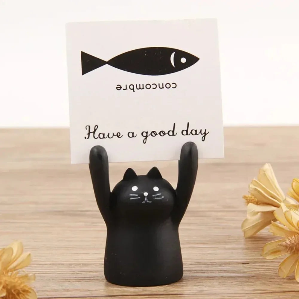 Decorations Creative Cartoon Card Holder Cute Resin Cartoon Style Korean Stationery Office Desk Organizer Mini Display Stand