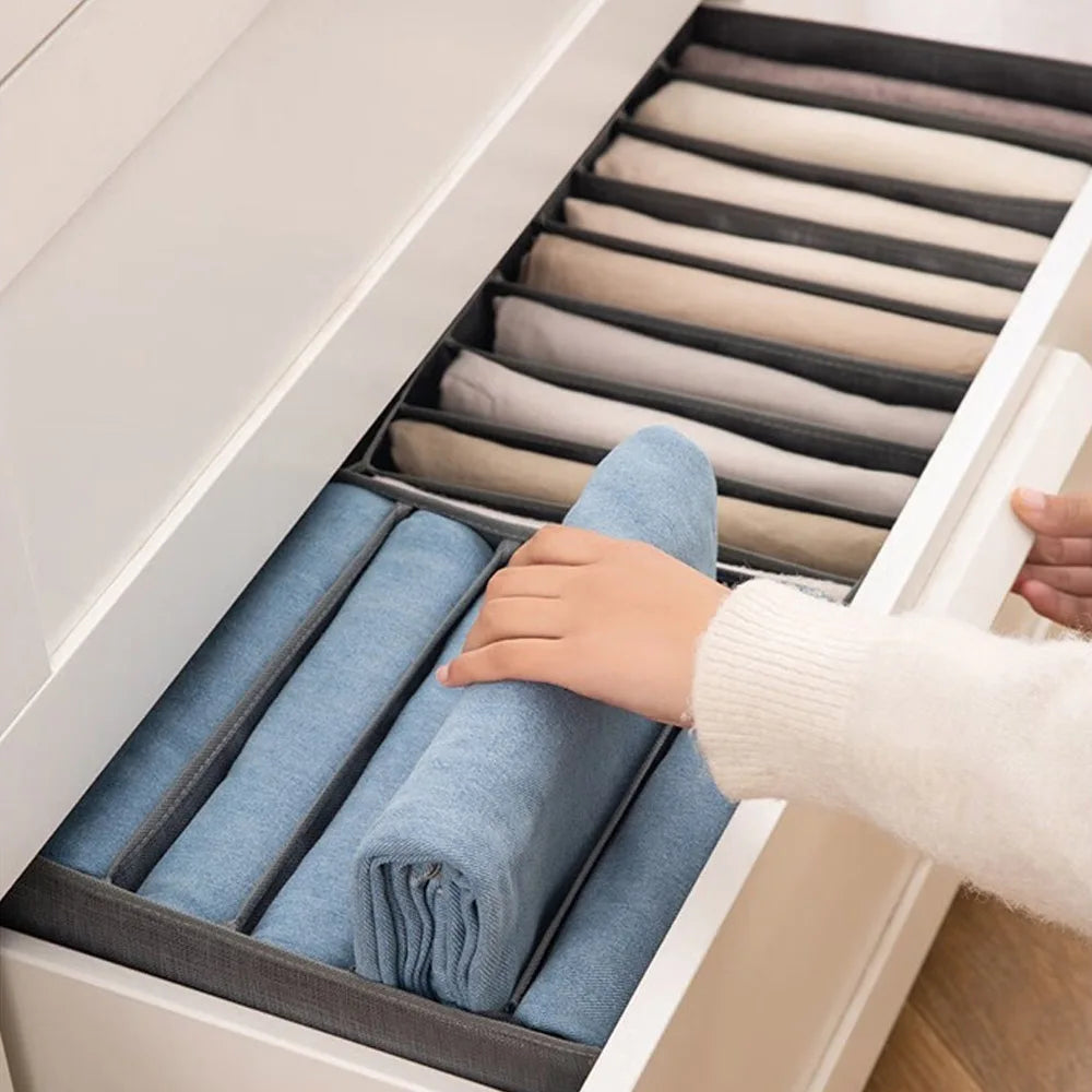 Closets Clothes Organizer Foldable Clothing Jeans Storage Box Closet Drawer Organiser for Pants Jeans T Shirt Underwear Leggings