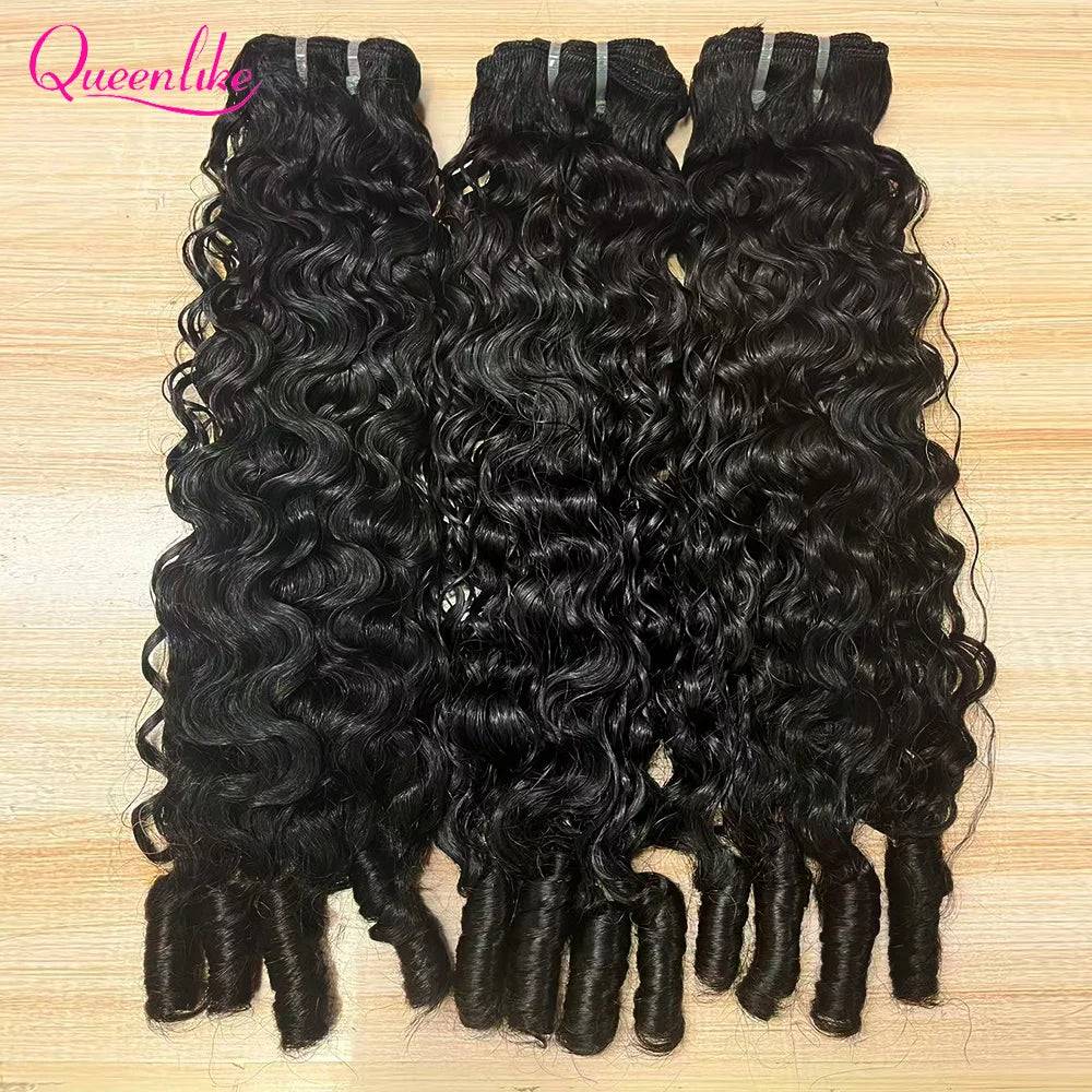 Queenlike Burmese Curly Raw Human Hair Bundles 15A Double