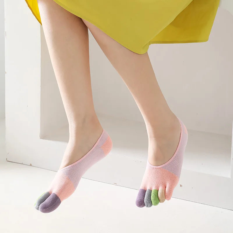 5 Pairs Summer New Five Fingers Women Socks Colorful Soft Cotton Shallow Casual Socks Split Toe Sports Socks kawaii Toe Socks