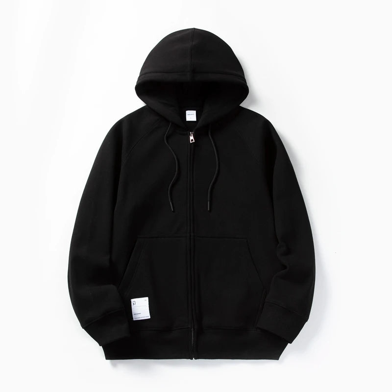Solid Color Hoodie Men Fashion Zip Up Long Sleeve Oversized Jacket Coat Harajuku Gothic Hooded Sweatshirt Y2K Teen BP13813