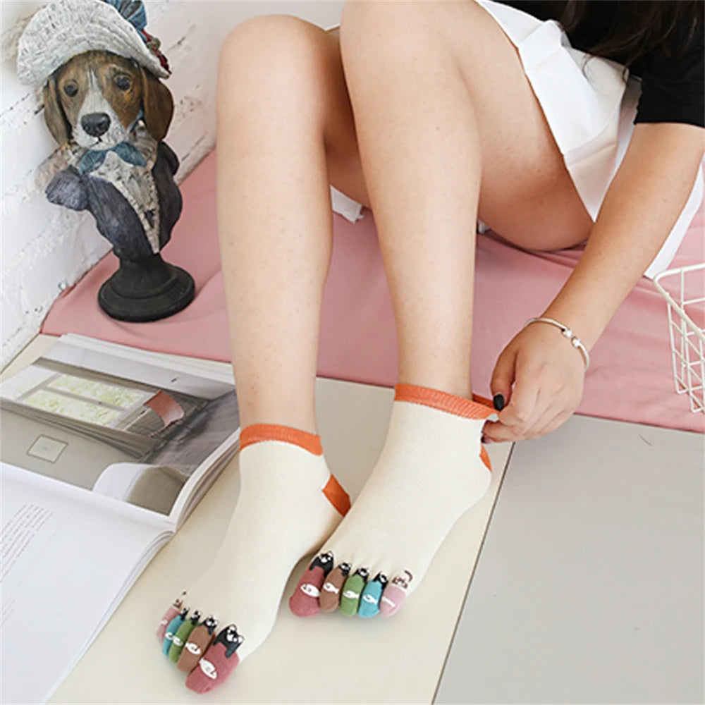 New Chic Funny Cute Cat Fish Colored Five Fingers Split Toes Socks Soft Cotton Christmas Sweet Gift Sokken Dropship