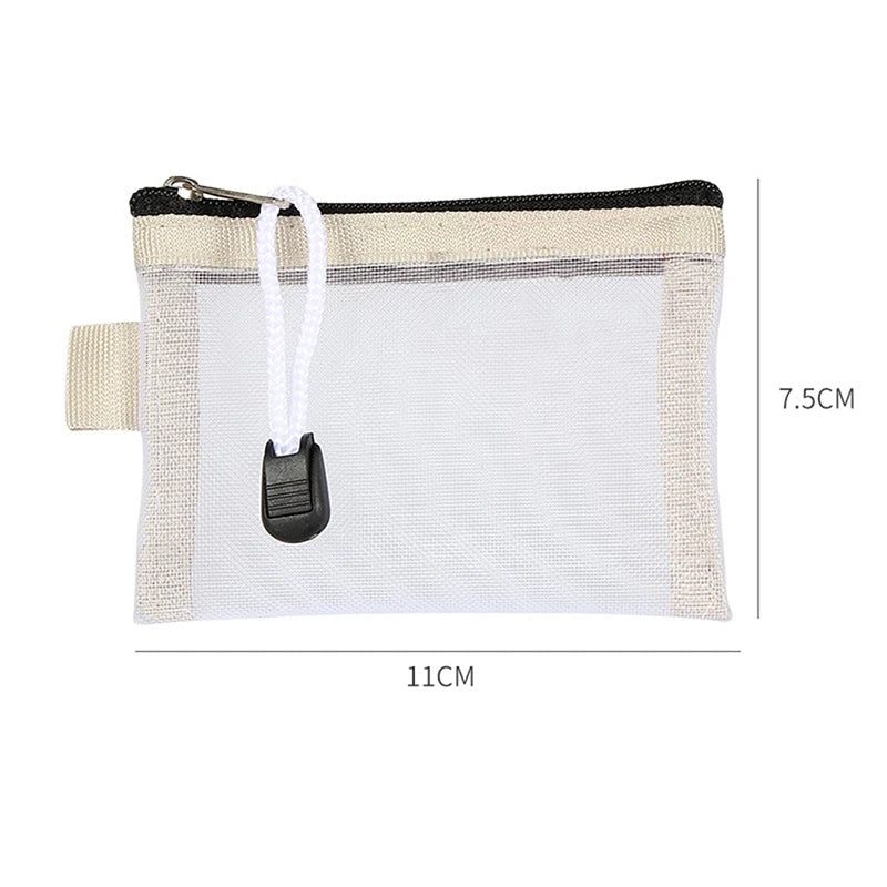 Mini Transparent Nylon Mesh Card Bag Credit ID Card Organizer Portable Coin Purse Lipstick Earphone Data Line Key Storage Bag