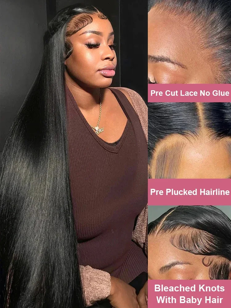 Long Bone Straight Human Hair Lace Front Wig