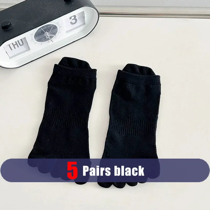 5 Pairs Mans Five Finger Socks Cotton Ankle Mesh Compression Soft Elastic Endurable Breathable Sweat-Absorbing Toe Sport Socks
