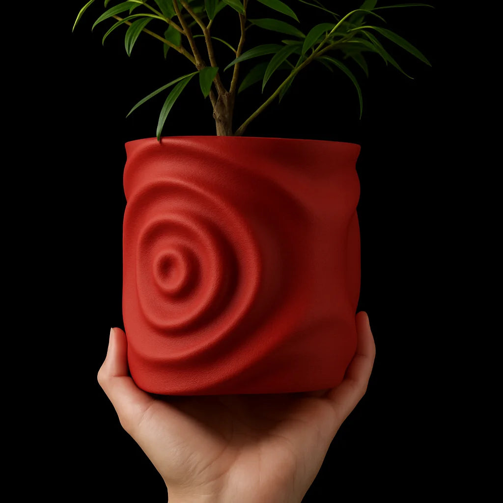 3D Printed Flower Pot Square Line Texture Rhombus Detail Modern Home Decor Biodegradable macetas