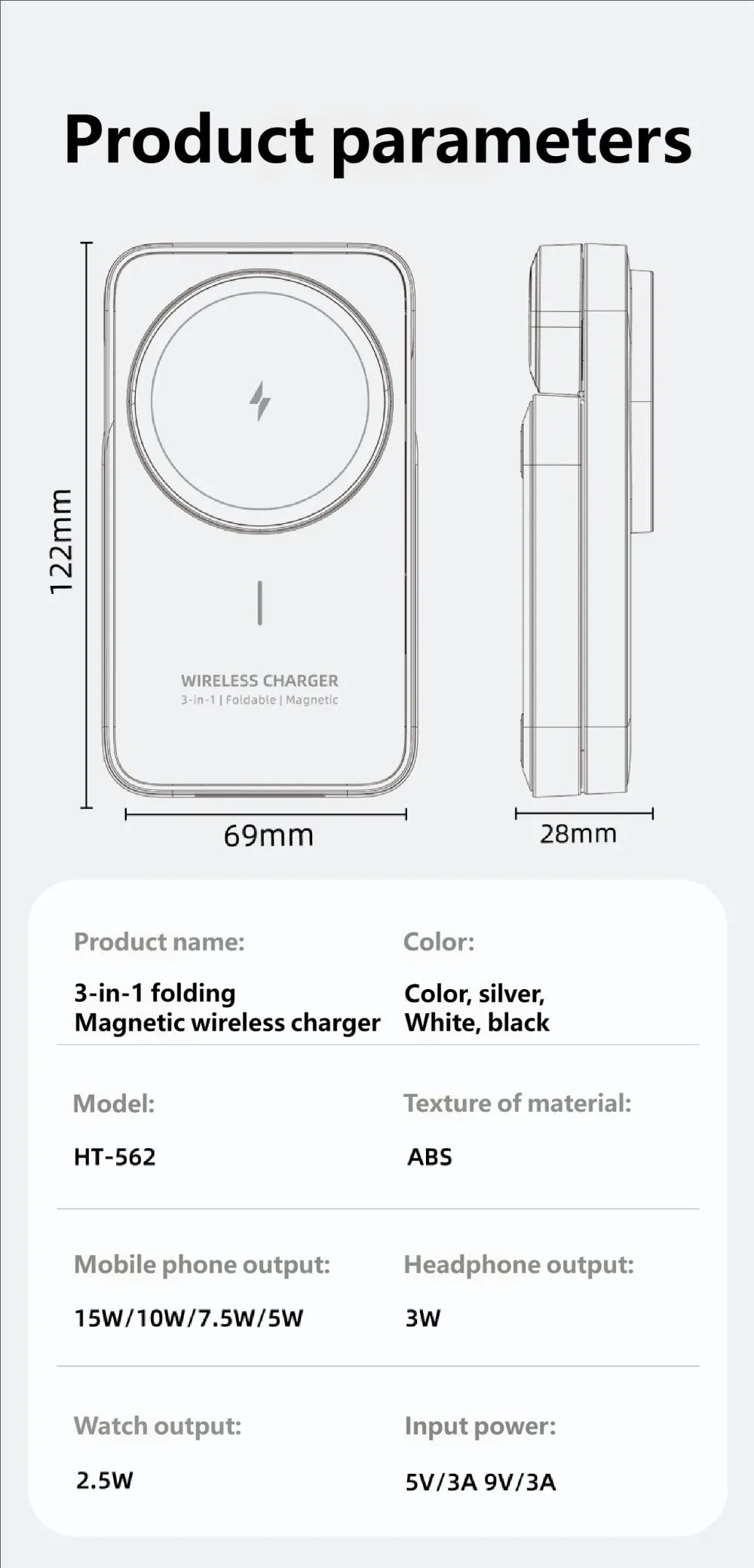 3 in 1 Travel Magnetic Wireless Charger Dock For Magsafe iPhone 17 16 15 Pro Max 14 13 12 iWatch 11-2 Airpods Pro Fast Charging