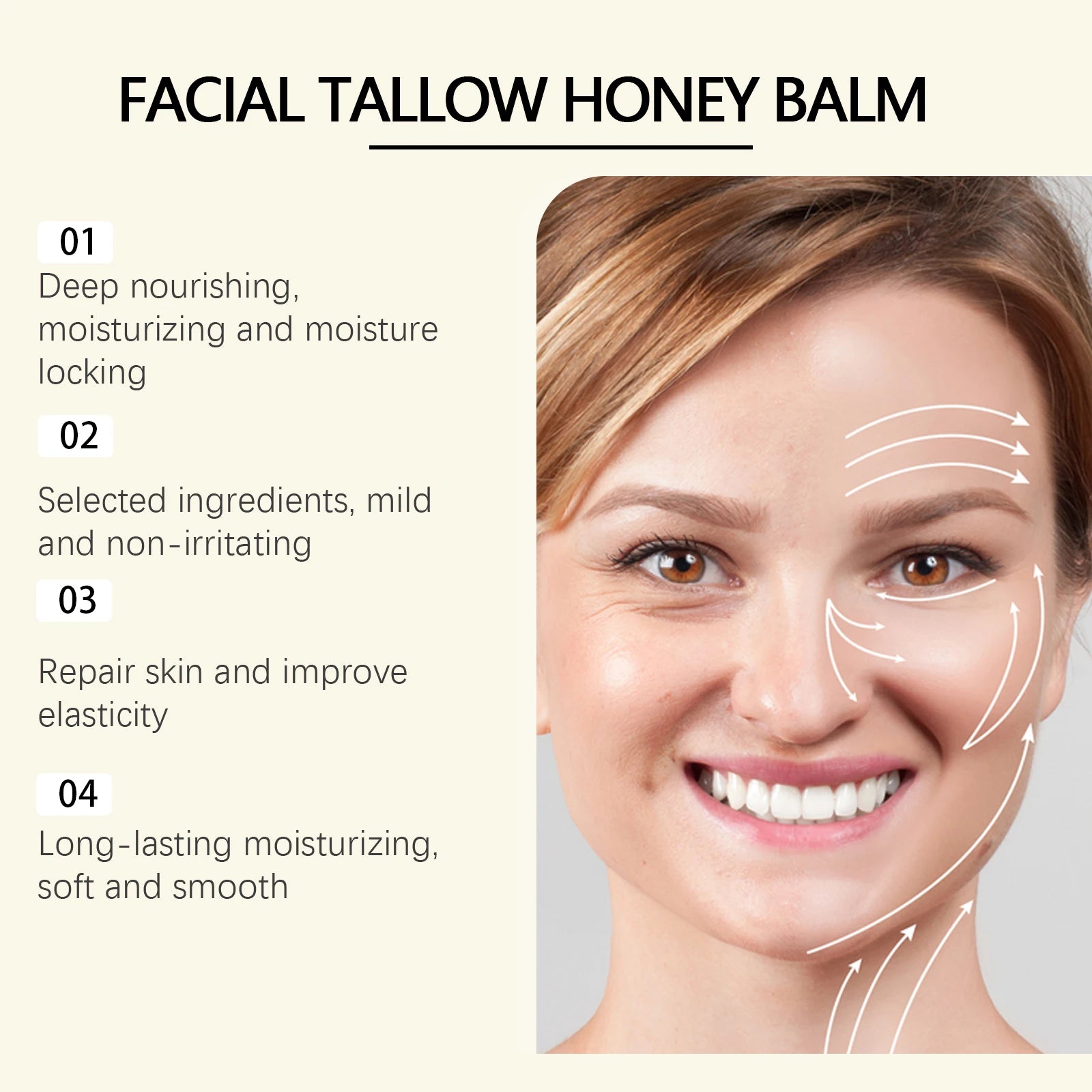 Lasting Wrinkle Remover Tallow Cream Soothing Facial Skin Firming Increase Facial Elasticity Nourishing Smooth Skin Care