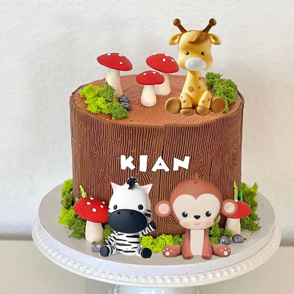 Animals Cake Topper Jungle Safari Birthday Cake Decorations Lion Monkey Elephant Zebra Giraffe Cake Toppers Wild Birthday Decor
