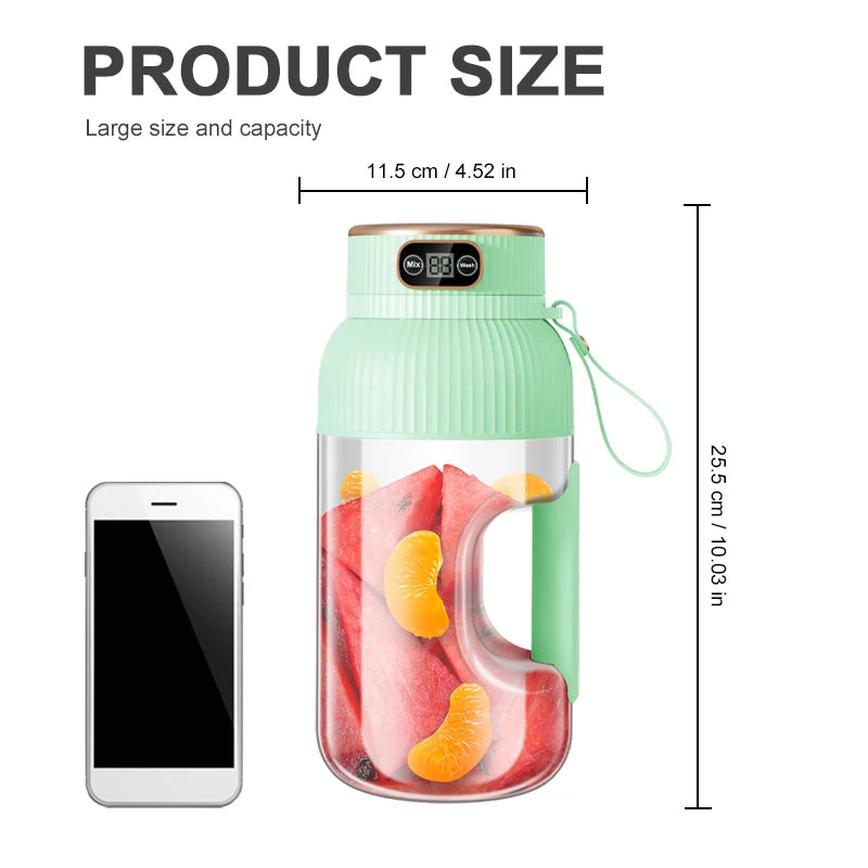 1000ML Portable Juicer Blender Fruit Juicer USB Charging Lemon Orange Fruit Juicing Cup Smoothie Blender Machine Kitchen Tools