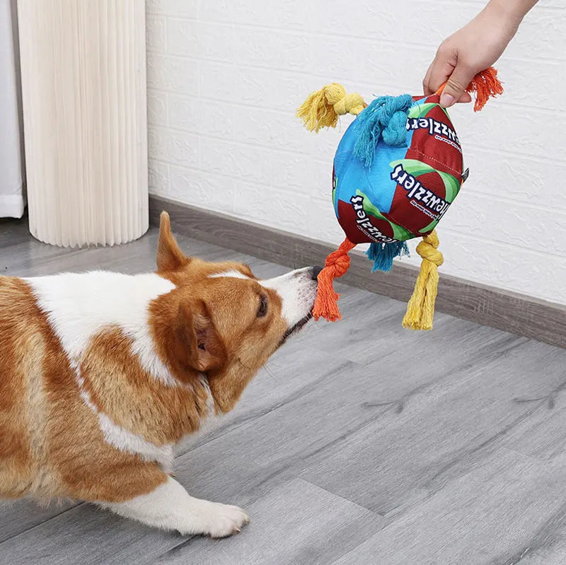 Pet Dog Rainbow Twist Candy Toy Dog Molar Teeth Resistant Bite Making Sound Pet Supplies candy for small, medium and large dogs