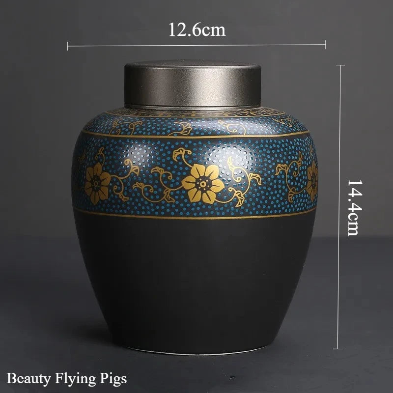 Black Urns for Ceramics Ashes Sealed Cremation Funeral Keepsake Human Pet Memorial Suitable Home Fireplaces Burial Ash Urn