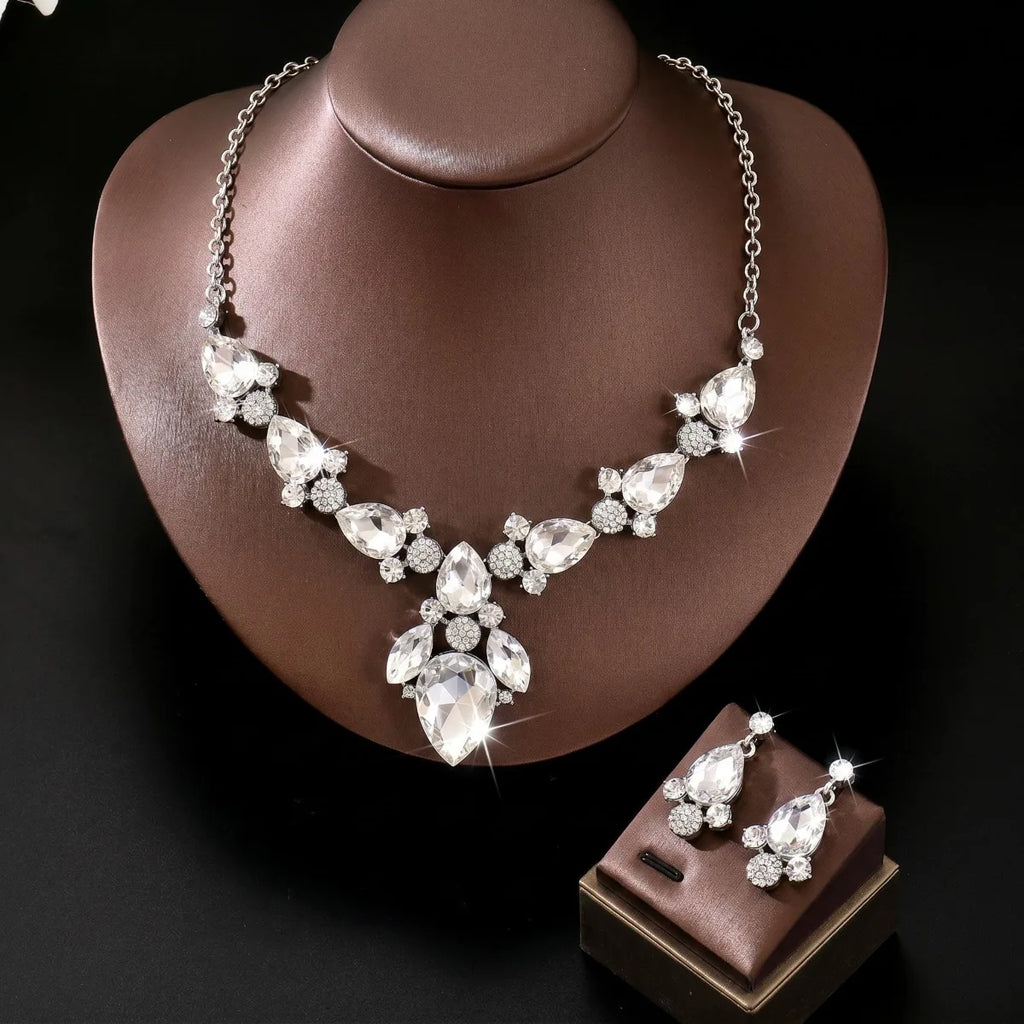 Gorgeous Water Drop Set for Ladies' Banquet Red Carpet Dress Accessories Wedding Bridal Photo Jewelry Set
