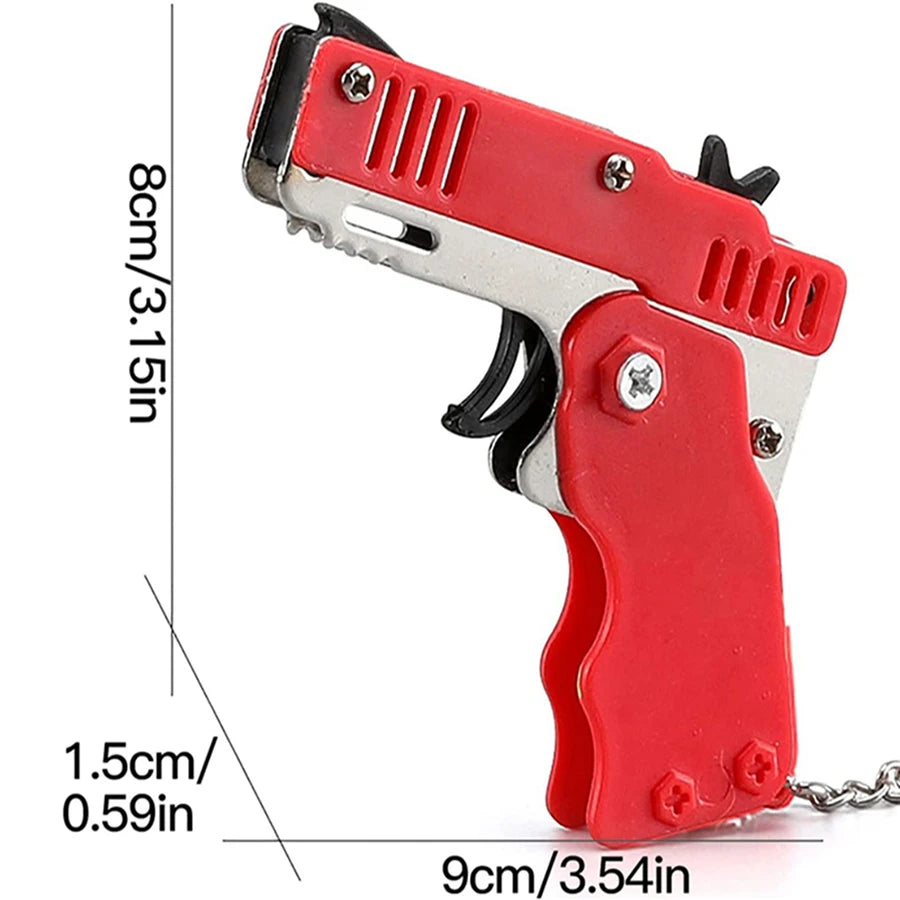 Metal Burst Rubber Band Toy - Mini Folding Launcher
