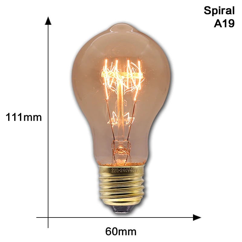 Retro Edison Light Bulb E27 40W 220V 110V Bedroom Industrial Loft Vintage Bulb For Home Decor Filament incandescent Edison Lamp