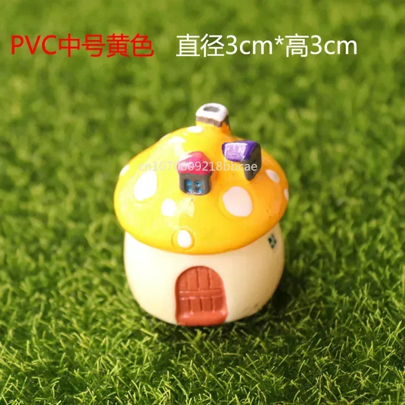 Mini Resin Moss Micro Landscape Decor Outdoor Fairy Miniature Garden Mushroom House Ornaments Handicraft Flower Pot Accessories