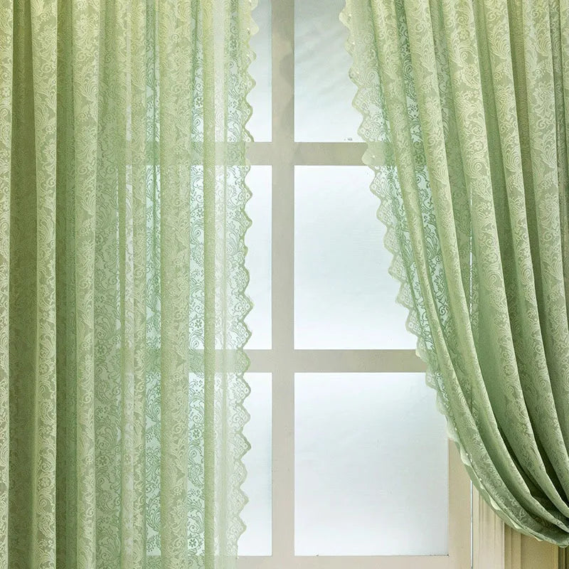 Lace Beaded Modern Simple Window Screen Curtains for Living Dining Room Bedroom