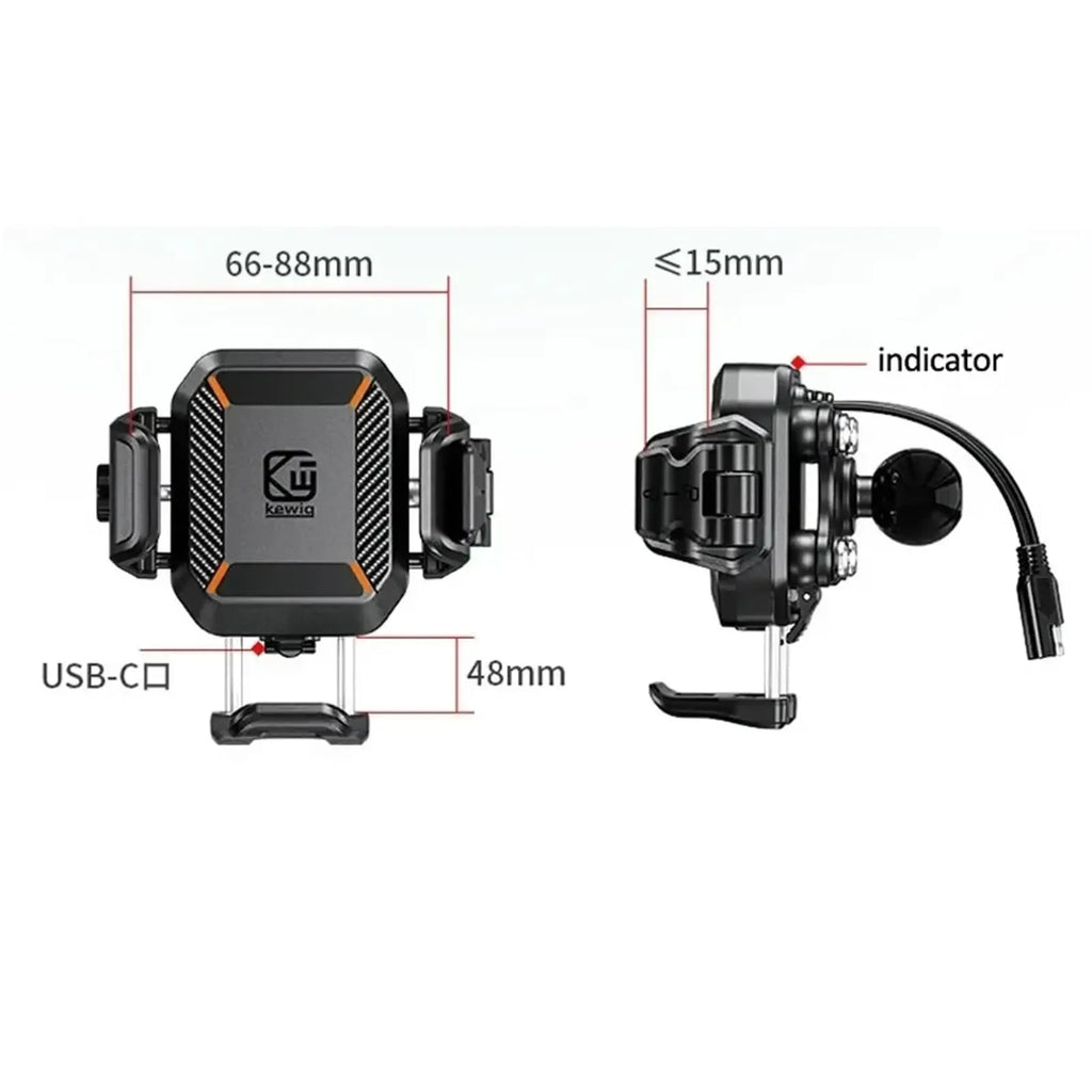 Motorcycle Phone Holder Mount 15W Wireless Charger and 36W USB C Fast Charging Port, Motorcycle Bicycle Phone Holder