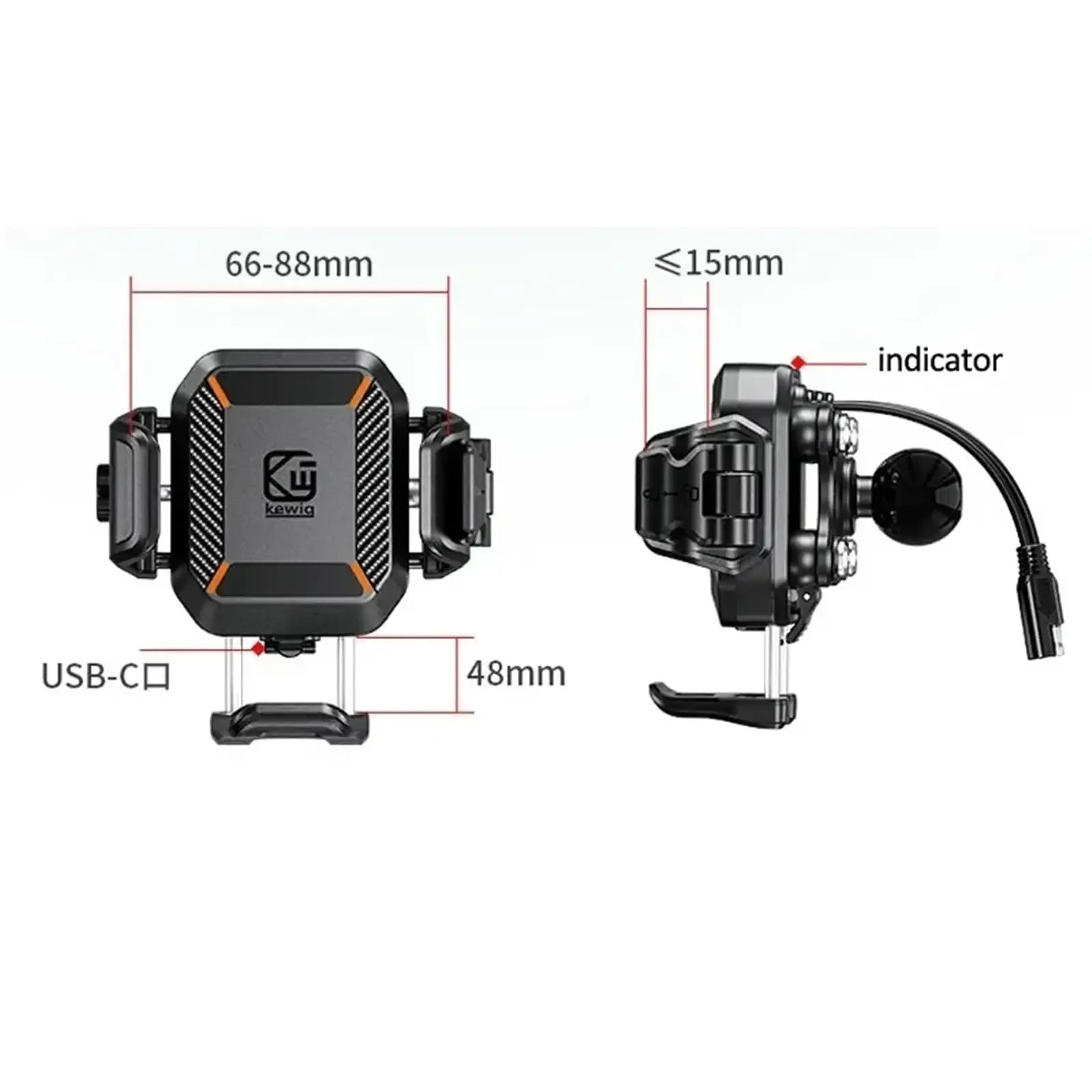 Motorcycle Phone Holder Mount 15W Wireless Charger and 36W USB C Fast Charging Port, Motorcycle Bicycle Phone Holder