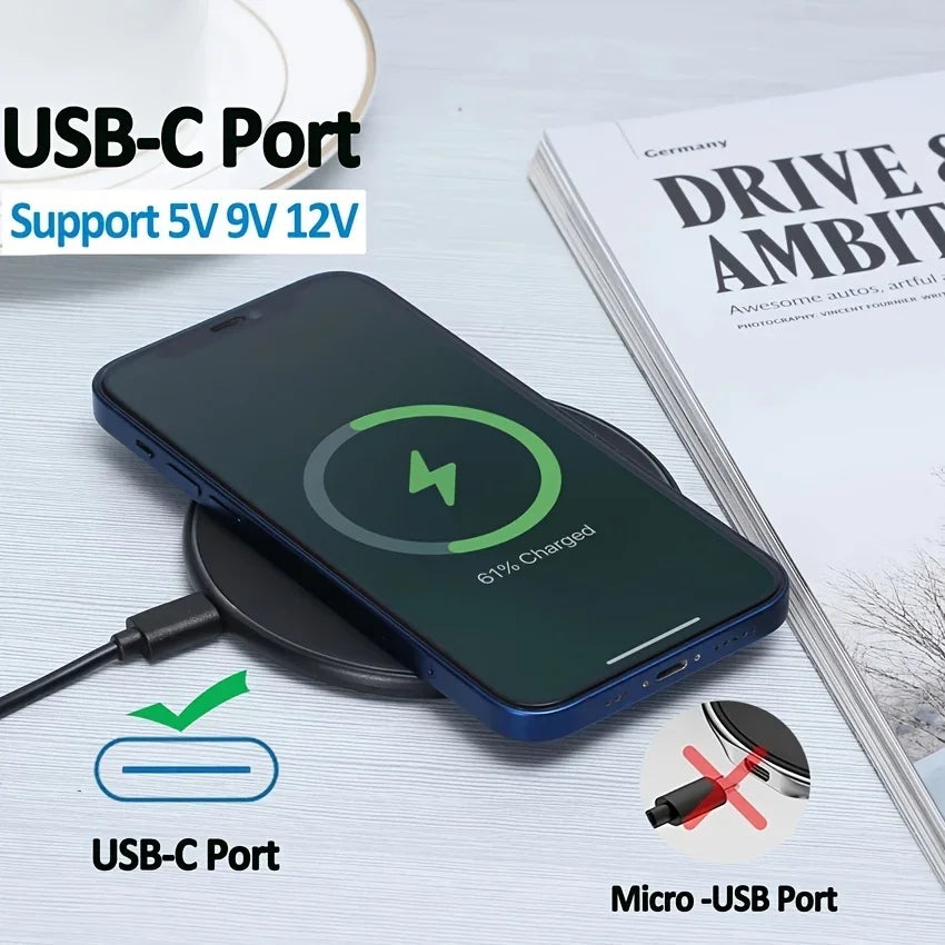 15W Wireless Charger Pad Stand for iPhone 17 16 15 14 13 12 XR Samsung S22 S21 Xiaomi Phone Chargers Fast Charging Dock Station